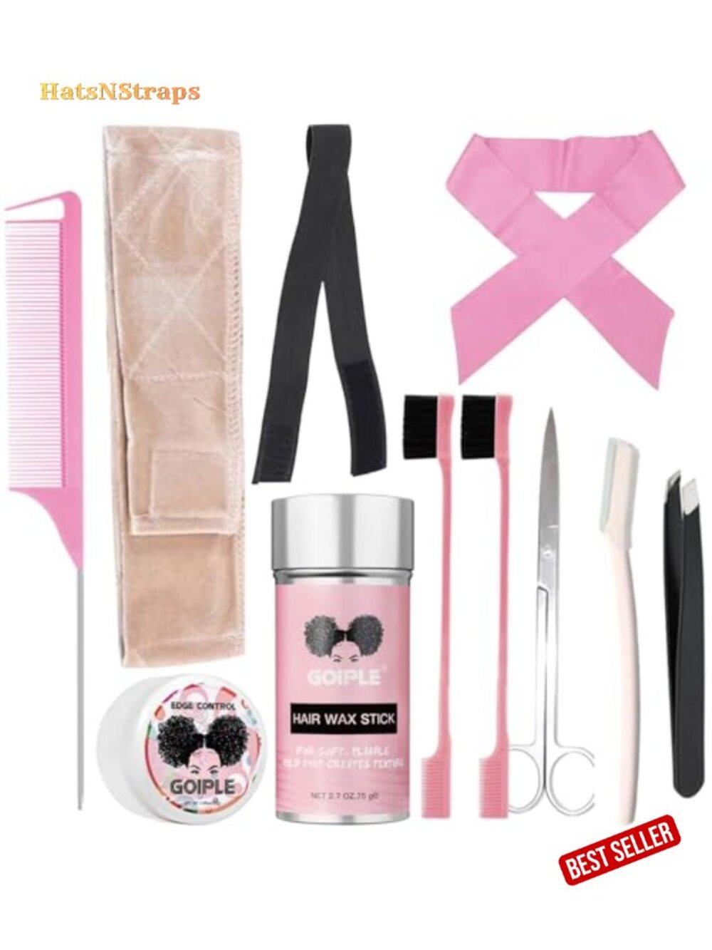 Complete Lace Front Wig Kit for Beginners 11 Pieces with Wax Stick Edge Brush